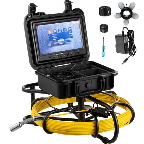 VEVOR Sewer Camera, 150 ft Pipeline Inspection Camera with 9-inch Screen, Waterproof IP68 Borescope Camera with 12 Adjustable LEDs, 16 GB SD Card, Industrial Endoscope for Sewer, Home, Duct Drain Pipe - GDSTJ150FTGDKSY01V1 - view 1