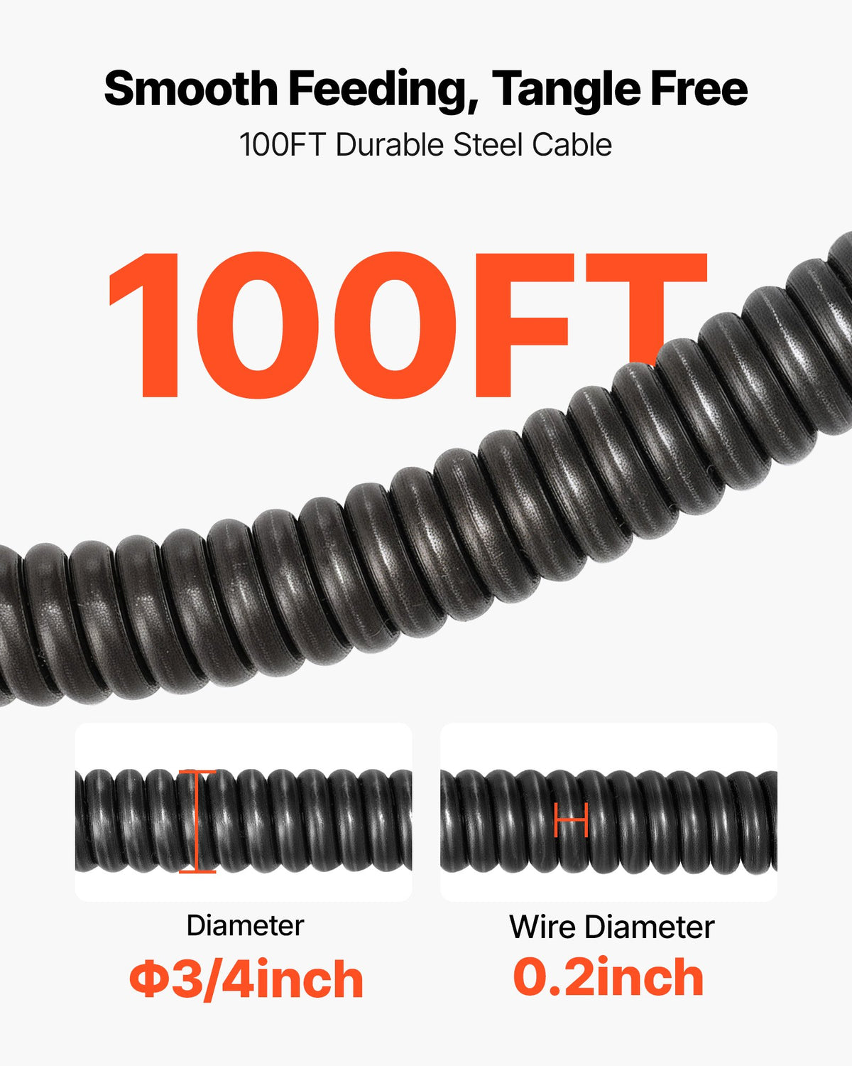 VEVOR Drain Cleaner Machine 100 FT x 3/4 Inch, Auto Feed Sewer Snake Auger, Portable Drain Cleaning Machine with Multi-Wheel Combination, 6 Cutters & Air-Activated Foot Switch for 4" to 8" Pipes - GDSTJLSGTSZD6CZH9001V1 - view 5