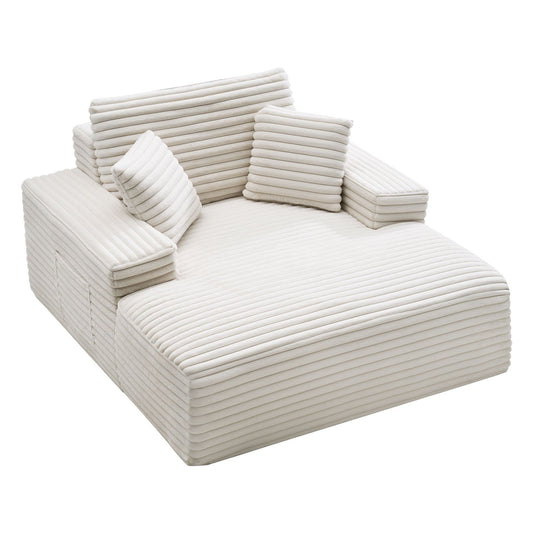 VEVOR Chaise Lounge Chair, 54 in Boneless Chaise Lounge Indoor, Modern Upholstered Oversized Reading Chair with Throw Pillows & Armrests, Sofa Couch Deep Seat Sleeper for Living Room, Bedroom, Beige - GDSTYXDFYTSQUZHBH001V0 - view 1