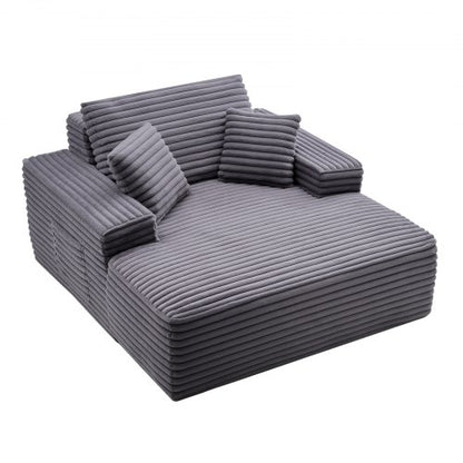 VEVOR Chaise Lounge Chair, 48 in Boneless Chaise Lounge Indoor, Modern Upholstered Oversized Reading Chair with Throw Pillows & Armrests, Sofa Couch Deep Seat Sleeper for Living Room, Bedroom, Balcony - GDSTYXDFYTSQYE335001V0 - view 2