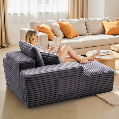 VEVOR Chaise Lounge Chair, 48 in Boneless Chaise Lounge Indoor, Modern Upholstered Oversized Reading Chair with Throw Pillows & Armrests, Sofa Couch Deep Seat Sleeper for Living Room, Bedroom, Balcony - GDSTYXDFYTSQYE335001V0 - view 9