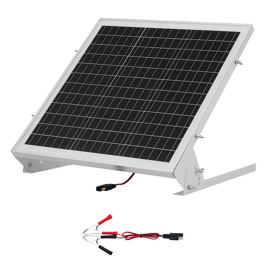 VEVOR 20W 12V Solar Battery Trickle Charger Maintainer, Mono Solar Panel Battery Charger with Built-in MPPT Controller & Adjustable Mount Bracket, IP65 Waterproof for Car Boat RV Trailer House Roof - GDSXLDJG20WN639T5001Y3 - view 1