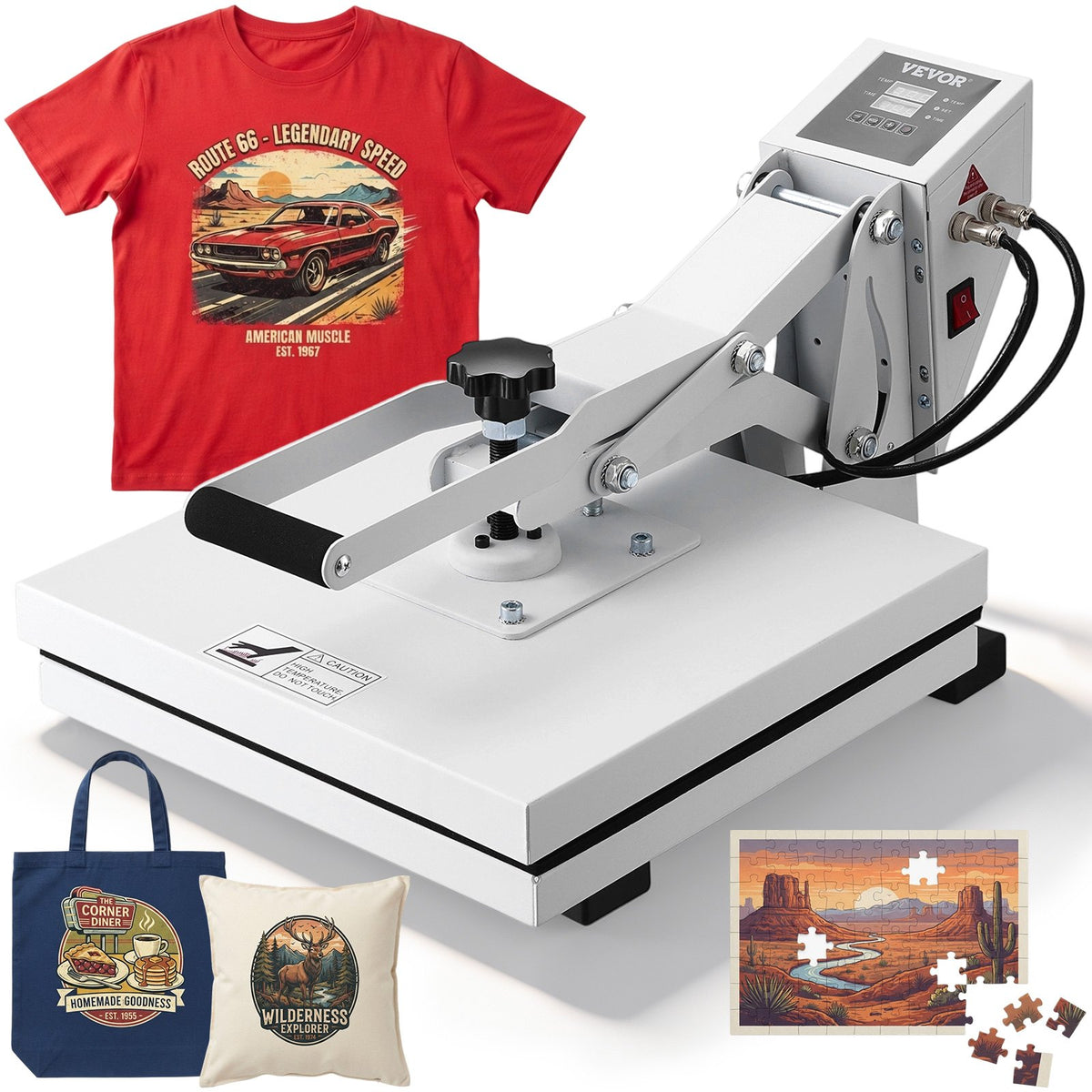 VEVOR Heat Press, Heat Press Machine for T-Shirt, Fast Heating, High Pressure Heat Press 15x15, Power Digital Industrial Sublimation Printer for Heat Transfer Vinyl, Easy to Use, White - GDSYD1515110VBP0EV1 - view 1