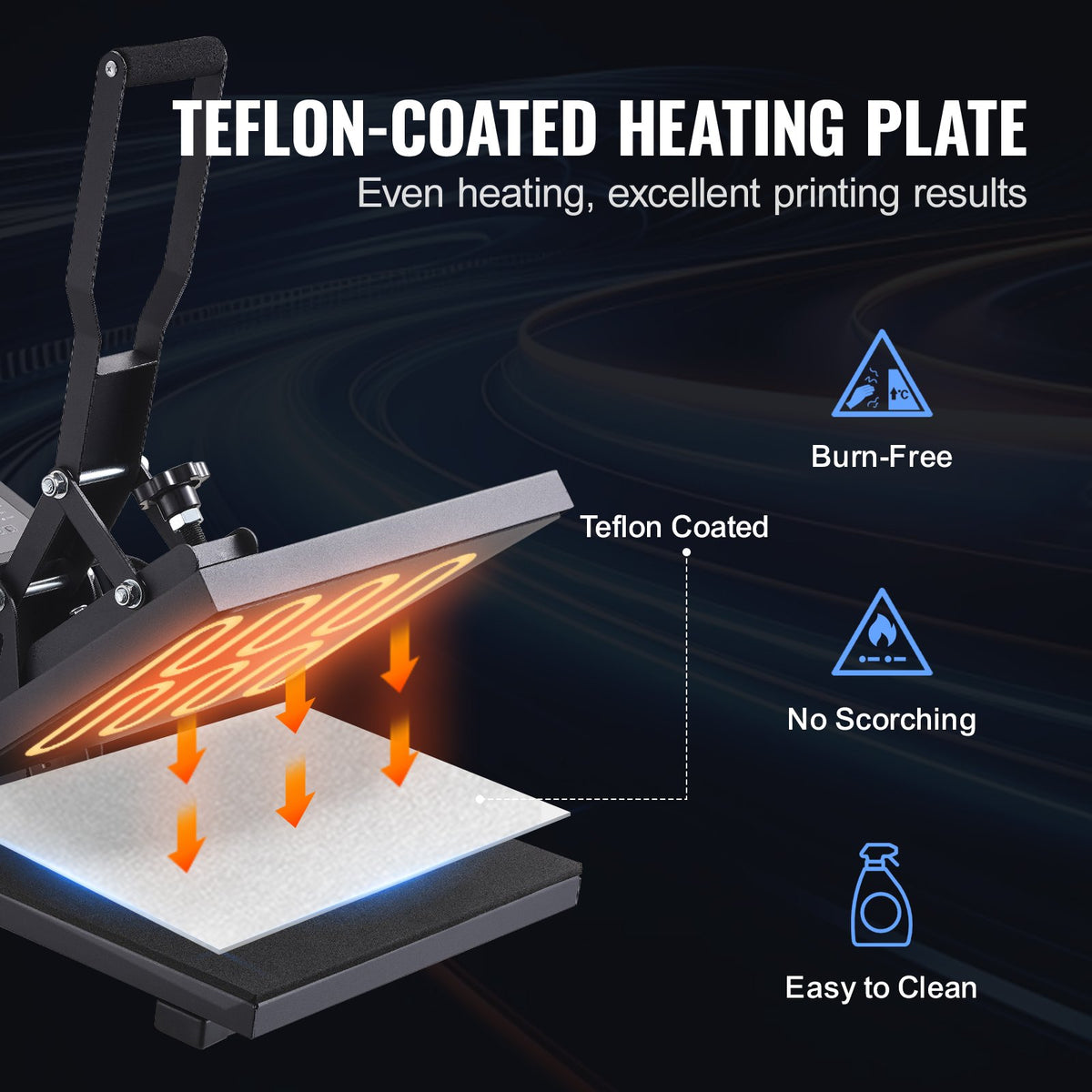 VEVOR Heat Press, 15 x 15 inch Heat Press Machine for T-shirts, Fast Heating, High Pressure for Digital Industrial-Quality Sublimation Printer for Heat Transfer Vinyl, 15" x 15", Black - GDSYD1515110VZG9PV1 - view 6