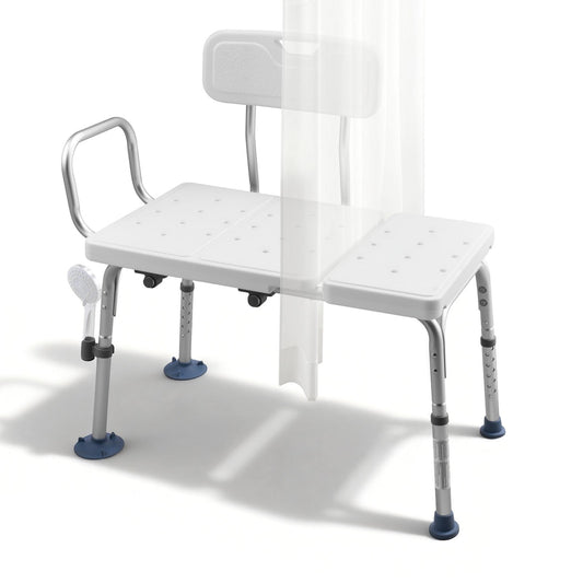 VEVOR Tub Transfer Bench for Bathtub, 400 lbs Capacity Heavy Duty Shower Chair with Arm, Backrest and Curtain Slot, Height Adjustable Shower Bench Bath Seat for Adults, Seniors, Elderly and Disabled - GDSYGZYTLSLB9D365001V0 - view 1
