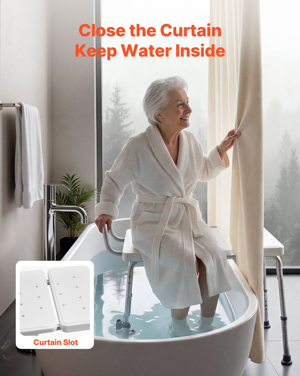 VEVOR Tub Transfer Bench for Bathtub, 400 lbs Capacity Heavy Duty Shower Chair with Arm, Backrest and Curtain Slot, Height Adjustable Shower Bench Bath Seat for Adults, Seniors, Elderly and Disabled - GDSYGZYTLSLB9D365001V0 - view 4