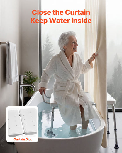VEVOR Tub Transfer Bench for Bathtub, 400 lbs Capacity Heavy Duty Shower Chair with Arm, Backrest and Curtain Slot, Height Adjustable Shower Bench Bath Seat for Adults, Seniors, Elderly and Disabled - GDSYGZYTLSLB9D365001V0 - view 4