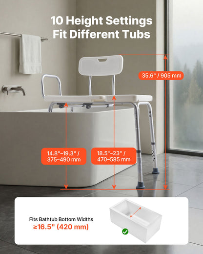 VEVOR Tub Transfer Bench for Bathtub, 400 lbs Capacity Heavy Duty Shower Chair with Arm, Backrest and Curtain Slot, Height Adjustable Shower Bench Bath Seat for Adults, Seniors, Elderly and Disabled - GDSYGZYTLSLB9D365001V0 - view 5