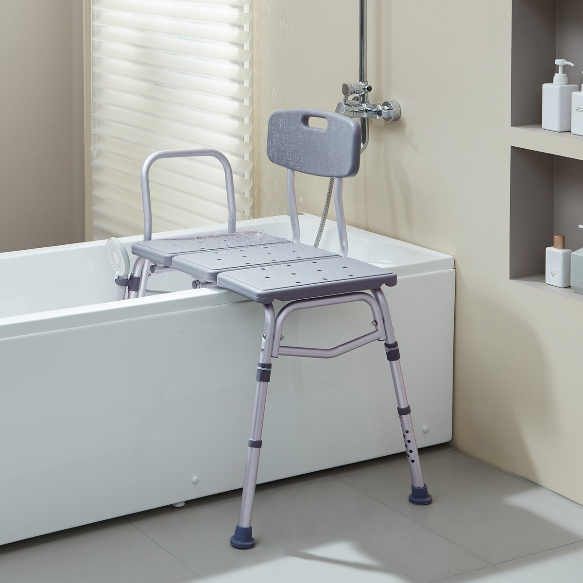 VEVOR Tub Transfer Bench for Bathtub, Adjustable Shower Seats for Adults, Lightweight Shower Bench for Elderly and Disabled, Non-Slip Bath Seats with Armrest and Reversible Backrest, 400lbs Capacity - GDSYGZYTLSLBISSULV0 - view 9