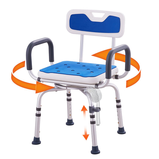 VEVOR Swivel Shower Chair 360 Degree, Adjustable Shower Seat with Armrests and Backrest for Inside Shower or Bathtub, Non-Slip Rotating Bathtub Chair Seat for Elderly Disabled Injured, 400lbs Capacity - GDSYGZYTLSLKA9NI1V0 - view 1