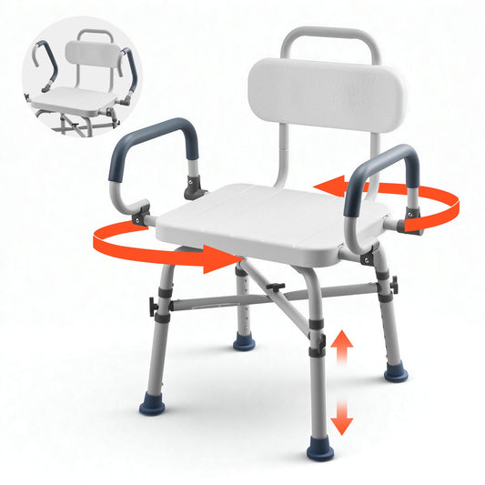 VEVOR Swivel Shower Chair with Arms and Back, 500 lbs Heavy Duty Bench Seat for Inside Shower Stall and Bathtub, Height Adjustable Bathroom Bath Tub Seat for Adults, Seniors, Elderly and Disabled - GDSYGZYTLSLKHO50K001V0 - view 1