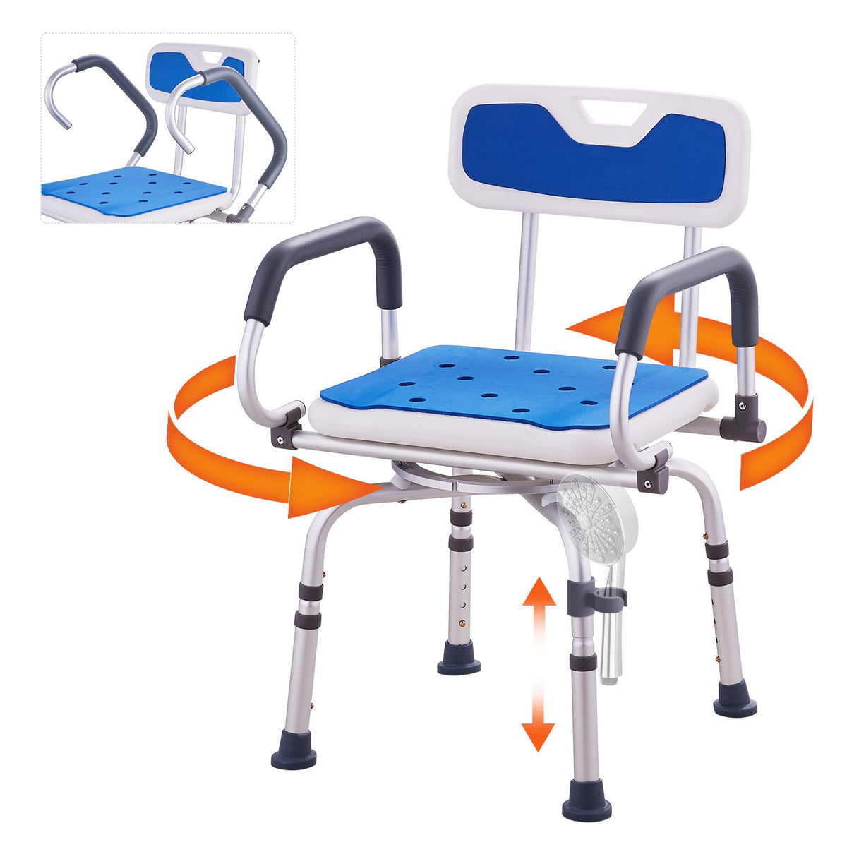 VEVOR Swivel Shower Chair 360 Degree, Adjustable Shower Seat with Pivoting Arms for Inside Showers or Tubs, Non-Slip Rotating Bathtub Shower Chair for Elderly Disabled Injured, 400LBS Capacity - GDSYGZYTLSLKLF6OHV0 - view 1