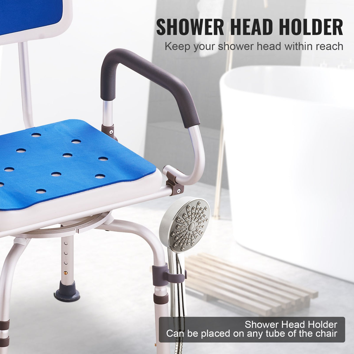 VEVOR Swivel Shower Chair 360 Degree, Adjustable Shower Seat with Pivoting Arms for Inside Showers or Tubs, Non-Slip Rotating Bathtub Shower Chair for Elderly Disabled Injured, 400LBS Capacity - GDSYGZYTLSLKLF6OHV0 - view 7