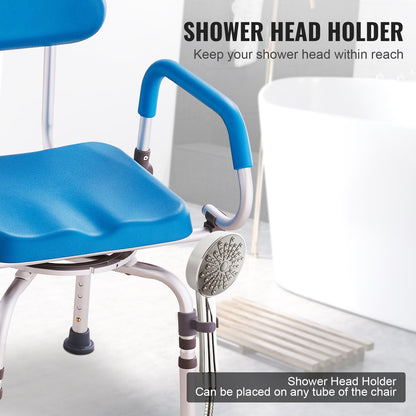 VEVOR Swivel Shower Chair 360 Degree, Adjustable Shower Seat with Pivoting Arms & Padded Bath Seat for Inside Shower or Tub, Non-Slip Rotating Bathtub Chair for Elderly Disabled, 300LBS Capacity - GDSYGZYTLSLKVG9ABV0 - view 7