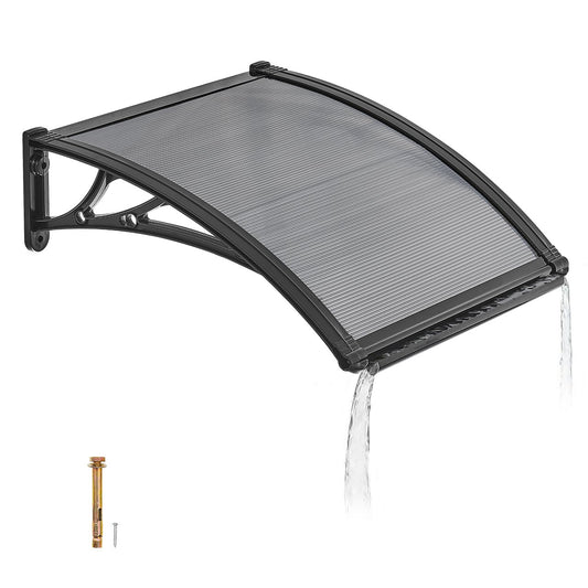 VEVOR Awnings for Door Entrance, 24 x 24 in, Exterior Front Door Window Awnings with Drainage & ABS Bracket, Rain Snow Sun Protection, Overhang Polycarbonate Door Canopy for Porch Patio, Smoky Gray - GDSZYP2424YCSC5RR001V0 - view 1