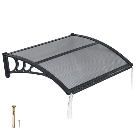 VEVOR Awnings for Door Entrance, 30 x 39 in, Exterior Front Door Window Awnings with Drainage & ABS Bracket, Rain Snow Sun Protection, Overhang Polycarbonate Door Canopy for Porch Patio, Smoky Gray - GDSZYP3040YCJJP3W001V0 - view 1