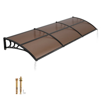 VEVOR Awnings for Door Entrance, 38 x 117 in, Exterior Front Door Window Awnings with Drainage & ABS Bracket, Rain Snow Sun Protection, Overhang Polycarbonate Door Canopy for Porch Patio, Brown - GDSZYP40120Y8FUG0001V0 - view 1