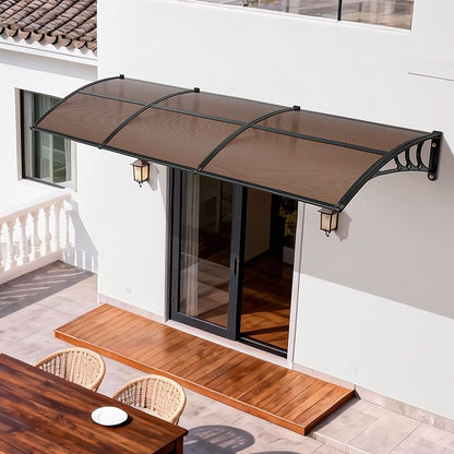 VEVOR Awnings for Door Entrance, 38 x 117 in, Exterior Front Door Window Awnings with Drainage & ABS Bracket, Rain Snow Sun Protection, Overhang Polycarbonate Door Canopy for Porch Patio, Brown - GDSZYP40120Y8FUG0001V0 - view 9