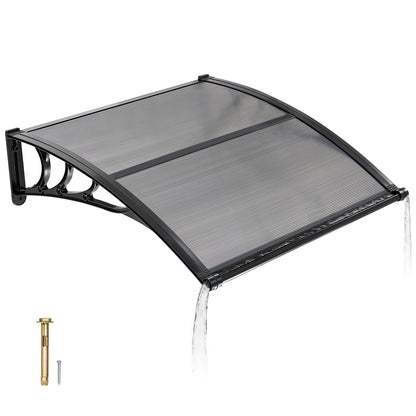 VEVOR Awnings for Door Entrance, 38 x 40 in, Exterior Front Door Window Awnings with Drainage & ABS Bracket, Rain Snow Sun Protection, Overhang Polycarbonate Door Canopy for Porch Patio, Smoky Gray - GDSZYP4040YC1V67C001V0 - view 1