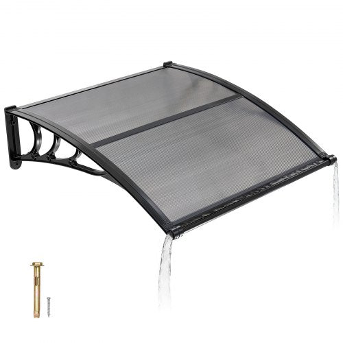 VEVOR Awnings for Door Entrance, 38 x 40 in, Exterior Front Door Window Awnings with Drainage & ABS Bracket, Rain Snow Sun Protection, Overhang Polycarbonate Door Canopy for Porch Patio, Smoky Gray - GDSZYP4040YC1V67C001V0 - view 2