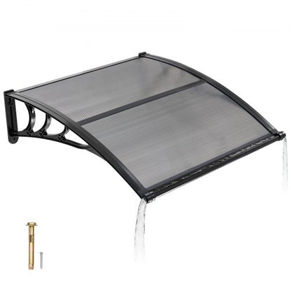 VEVOR Awnings for Door Entrance, 38 x 40 in, Exterior Front Door Window Awnings with Drainage & ABS Bracket, Rain Snow Sun Protection, Overhang Polycarbonate Door Canopy for Porch Patio, Smoky Gray - GDSZYP4040YC1V67C001V0 - view 2