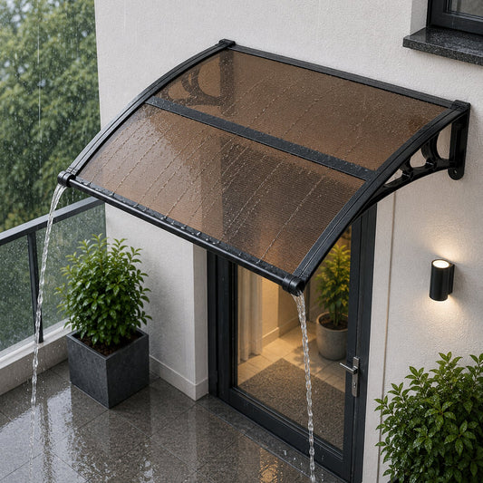 VEVOR Awnings for Door Entrance, 38 x 40 in, Exterior Front Door Window Awnings with Drainage & ABS Bracket, Rain Snow Sun Protection, Overhang Polycarbonate Door Canopy for Porch Patio, Brown - GDSZYP4040YC51M8U001V0 - view 1
