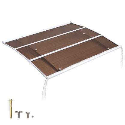 VEVOR Awnings for Door Entrance, 37 x 47 in, Exterior Front Door Window Awnings with Drainage & ABS Bracket, Rain Snow Sun Protection, Overhang Polycarbonate Door Canopy for Porch Patio, Brown - GDSZYP4048INJ4JPP001V0 - view 2