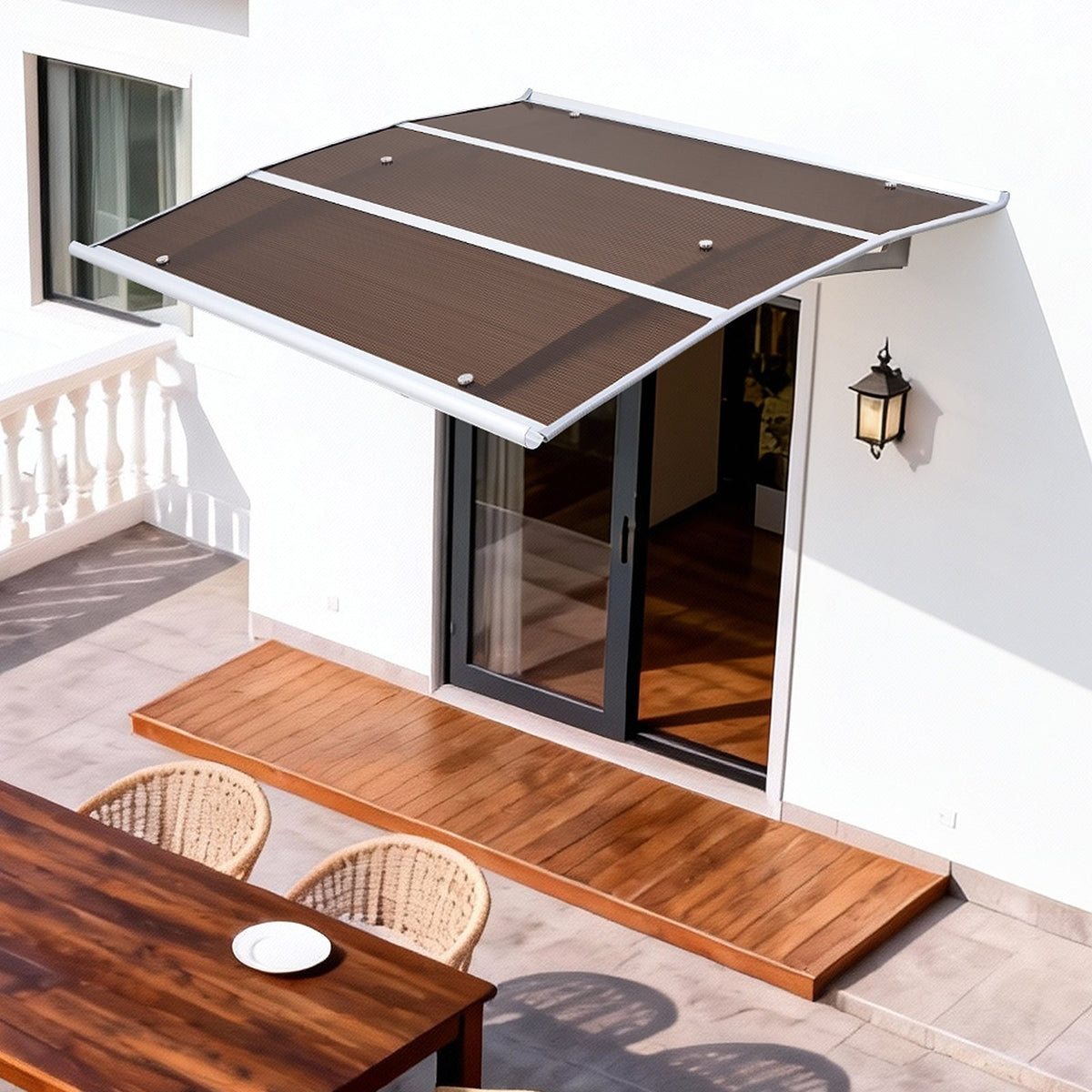 VEVOR Awnings for Door Entrance, 37 x 47 in, Exterior Front Door Window Awnings with Drainage & ABS Bracket, Rain Snow Sun Protection, Overhang Polycarbonate Door Canopy for Porch Patio, Brown - GDSZYP4048INJ4JPP001V0 - view 9