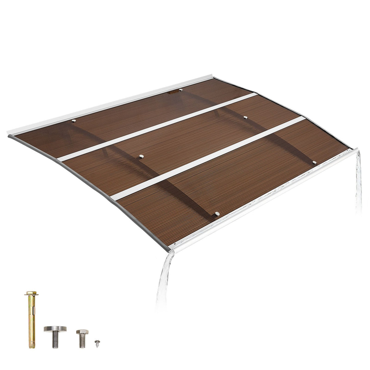 VEVOR Awnings for Door Entrance, 39 x 59 in, Exterior Front Door Window Awnings with Drainage & Metal Bracket, Rain Snow Sun Protection, Overhang Polycarbonate Door Canopy for Porch Patio, Brown - GDSZYP4059IN8U93V001V0 - view 1