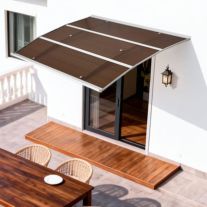 VEVOR Awnings for Door Entrance, 39 x 59 in, Exterior Front Door Window Awnings with Drainage & Metal Bracket, Rain Snow Sun Protection, Overhang Polycarbonate Door Canopy for Porch Patio, Brown - GDSZYP4059IN8U93V001V0 - view 9