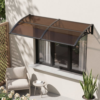 VEVOR Awnings for Door Entrance, 38 x 78 in, Exterior Front Door Window Awnings with Drainage & Metal Bracket, Rain Snow Sun Protection, Overhang Polycarbonate Door Canopy for Porch Patio, Brown - GDSZYP4080YC4BXI6001V0 - view 1