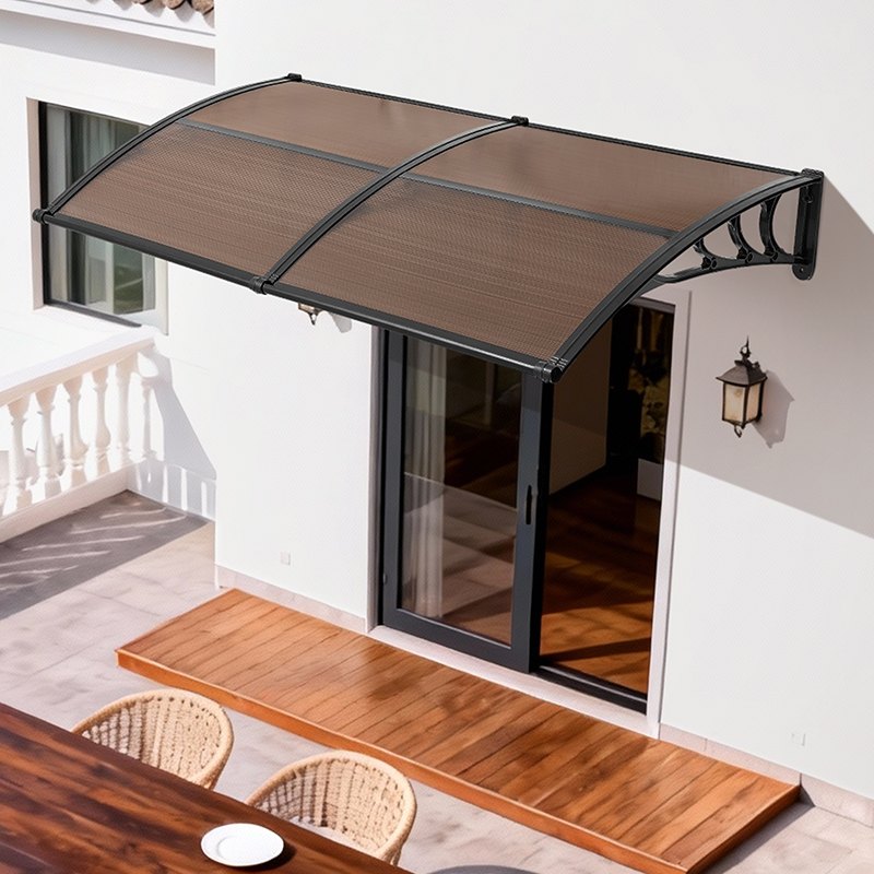 VEVOR Awnings for Door Entrance, 38 x 78 in, Exterior Front Door Window Awnings with Drainage & Metal Bracket, Rain Snow Sun Protection, Overhang Polycarbonate Door Canopy for Porch Patio, Brown - GDSZYP4080YC4BXI6001V0 - view 9