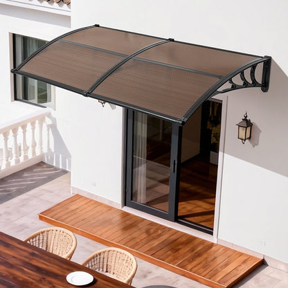 VEVOR Awnings for Door Entrance, 38 x 78 in, Exterior Front Door Window Awnings with Drainage & Metal Bracket, Rain Snow Sun Protection, Overhang Polycarbonate Door Canopy for Porch Patio, Brown - GDSZYP4080YC4BXI6001V0 - view 9