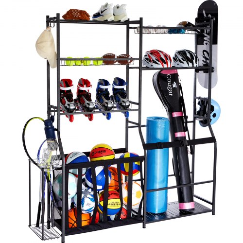 VEVOR Golf Storage Garage Organizer, 2 Golf Bag Storage Stand Holder and Other Sports Equipment Storage Rack, Outdoor Steel Ball Cart, Sports Gear and Toys Storage Shelves with - GEFSNJHSF0G2GAR4SV0 - view 1