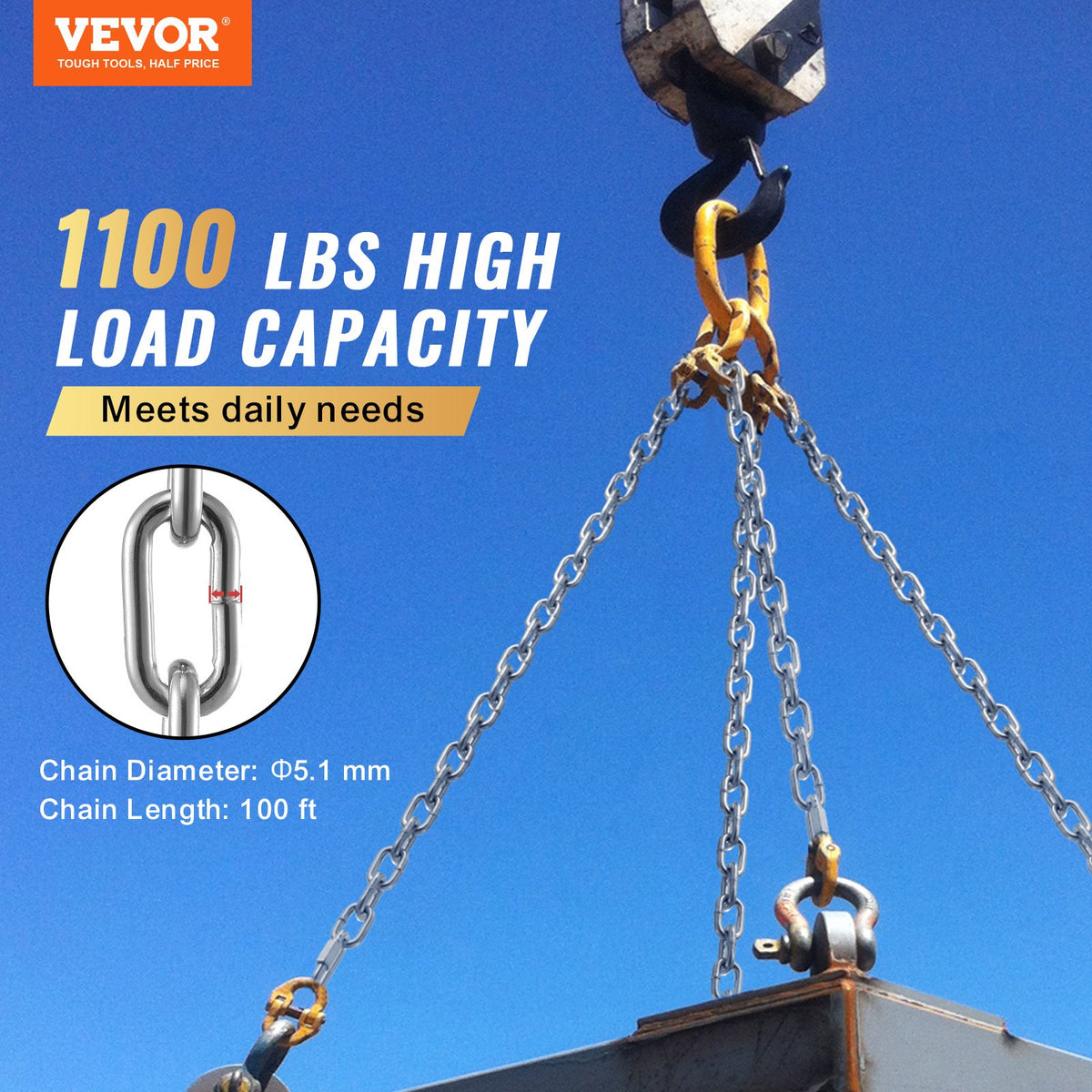 VEVOR Chain - Select Your Configuration - GLDXLT5MMX30.5M01V0 - view 2