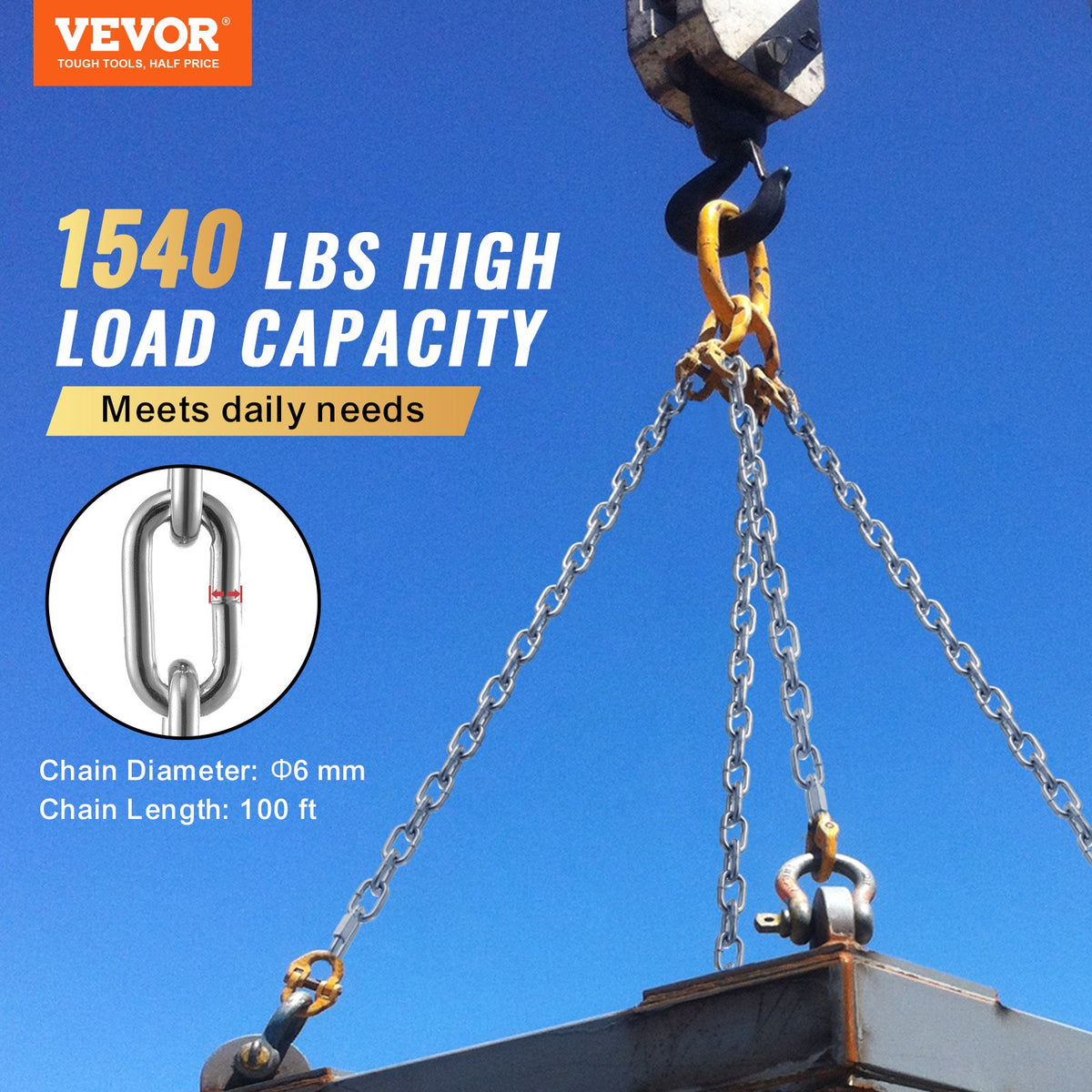 VEVOR Chain - Select Your Configuration - GLDXLT6MMX30.5M01V0 - view 2