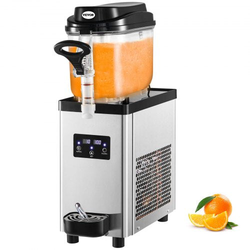 VEVOR Commercial Slushy Machine, 300W 110V, 6L/1.6 Gal 25 Cups Single-Bowl, Stainless Steel Margarita Smoothie Frozen Drink Maker, Slushie Machine for Cafes Restaurants Bars Home - GSJBXR16L110V8GNXV1 - view 1