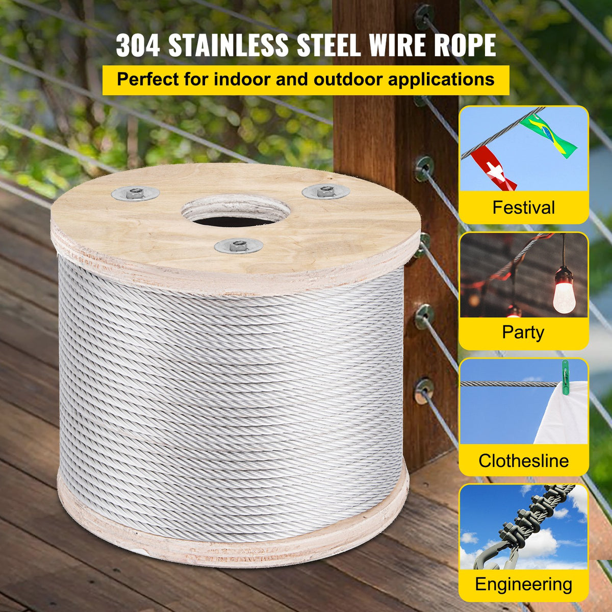 304 Stainless Steel Wire Rope Cable, 3/16", 7x19, 250 ft reel - GSS7X19-4.8MM76M1V0 - view 2