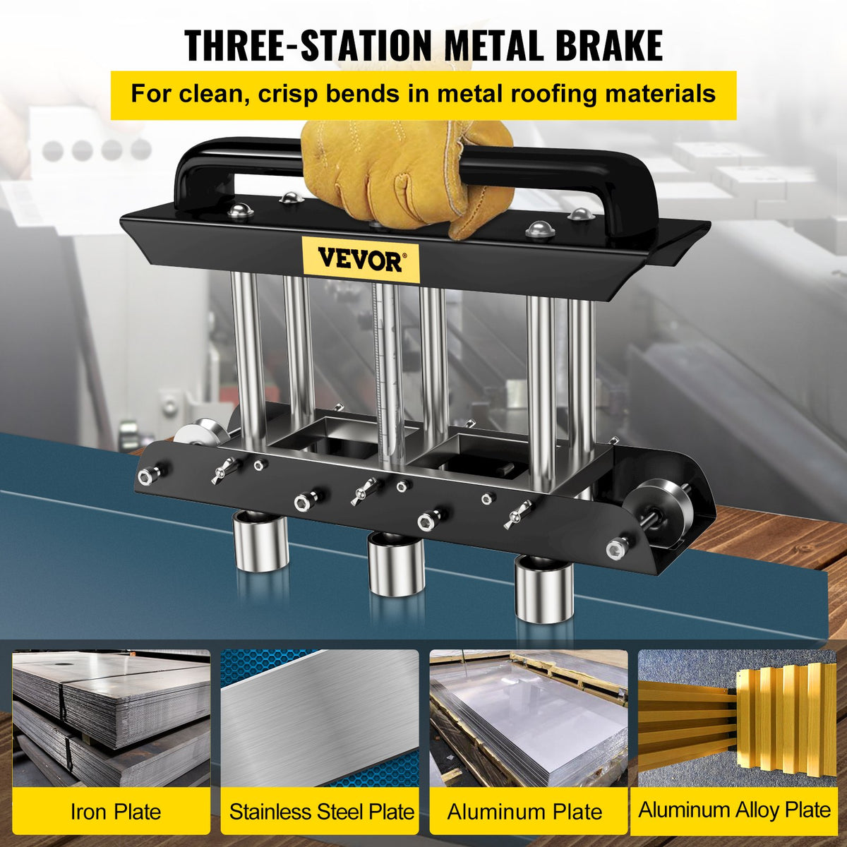 VEVOR Three-Station Edge Roller, Large Radius, 0-90° Bending Angle Sheet Metal Brake, Quickly Adjusts for Making 0.63\"-5.7\" Bends in 30-19 Gauge Steel, for Clean Crisp Bends in - GTZWJGWBDDWC33EY0V0 - view 2