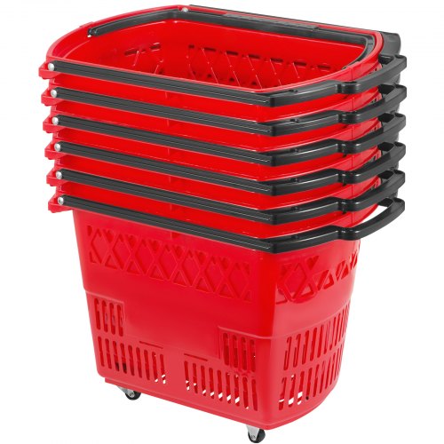 VEVOR Rolling Shopping Baskets - Red, 6 Pack - product view 1