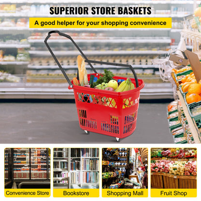 VEVOR Rolling Shopping Baskets - Red, 6 Pack - product view 2
