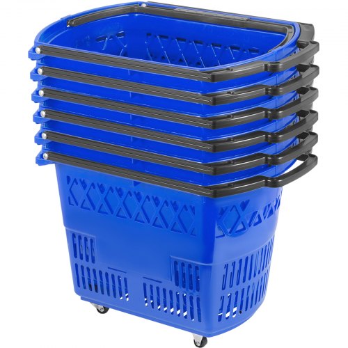 VEVOR Rolling Shopping Baskets - Blue, 6 Pack - product view 1