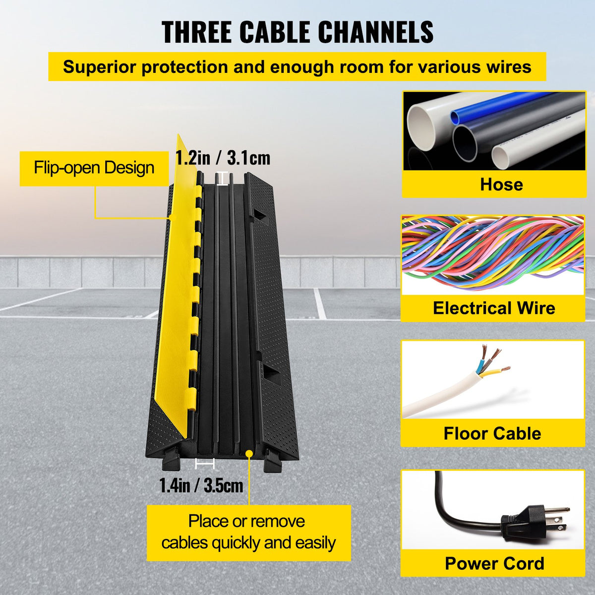 VEVOR Cable Protectors & Ramps - Select Your Configuration - GXB1000X300X45-3PV0 - view 3