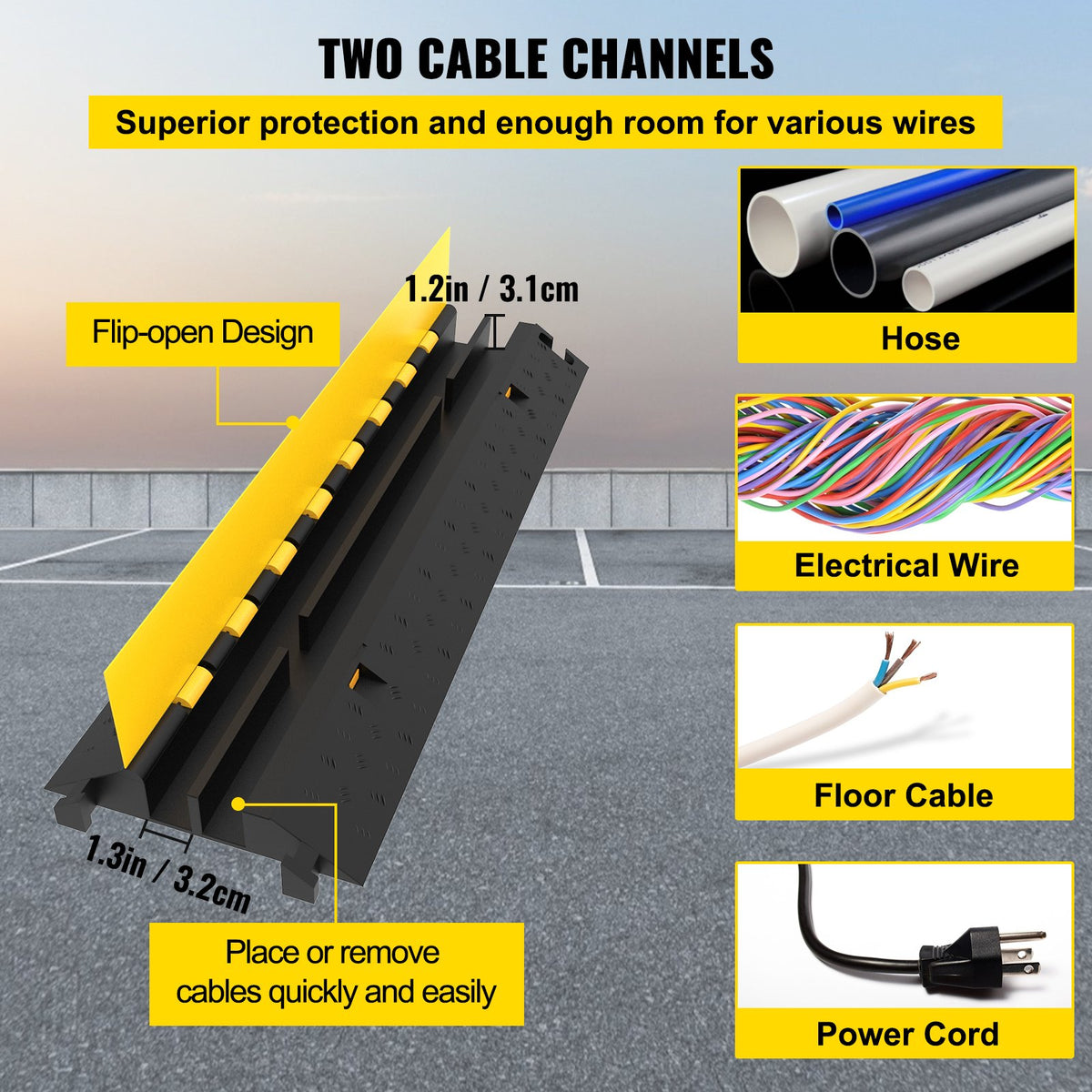 VEVOR Cable Protectors & Ramps - Select Your Configuration - GXB5TZ1000X250X50V0 - view 3