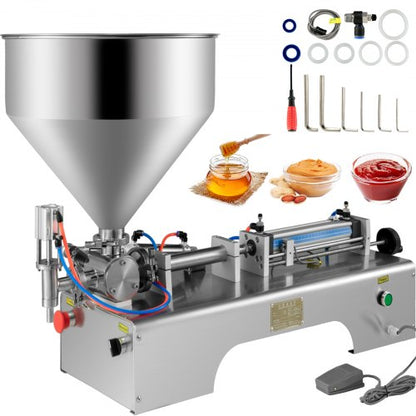 VEVOR Horizontal Pneumatic Liquid Filling Machine 10-300ML, Paste Liquid Filling Machine with 30L Hopper, Pneumatic Dual-use Paste Filling Machine for Cream Shampoo Liquids - GZJ10-300MLGTQDZHV1 - view 1
