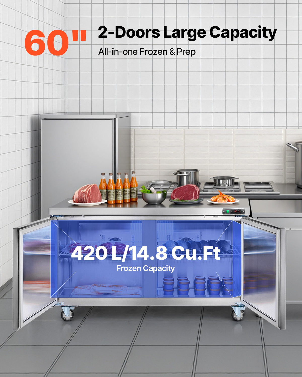 VEVOR Sandwich Prep - Select Your Configuration - GZTBX60INCHL8L0SI001V1 - view 2