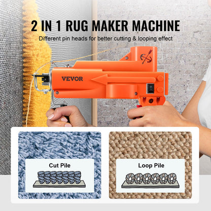 VEVOR Tufting Gun, 2 in 1 Cut & Loop Pile, Electric Carpet Weaving Flocking Machine, Rug Machines Starter Kit, 7-27 Stitches/sec High Speed Rug Making Tools, 4-25 mm Adjustable - HAQCRJ21100W5BQ3HV1 - view 2