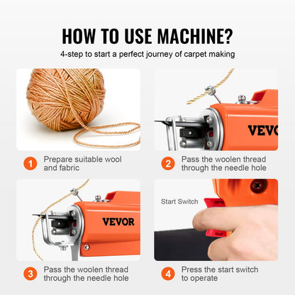 VEVOR Tufting Gun, 2 in 1 Cut & Loop Pile, Electric Carpet Weaving Flocking Machine, Rug Machines Starter Kit, 7-27 Stitches/sec High Speed Rug Making Tools, 4-25 mm Adjustable - HAQCRJ21100W5BQ3HV1 - view 3