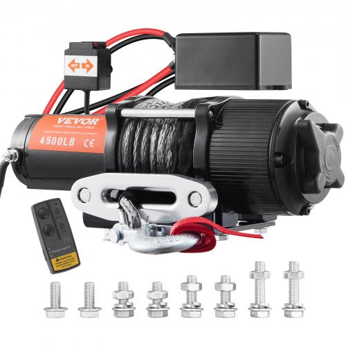 VEVOR Electric Winch, 12V 4500 lb Load Capacity Nylon Rope Winch, IP55 1/4” x 39ft ATV UTV Winch with Wireless Handheld Remote & Hawse Fairlead for Towing Jeep Off-Road SUV Truck Car Trailer Boat - HCSJPHCSYCYCA93Y0V9 - view 1