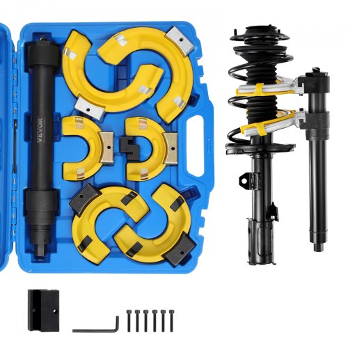 VEVOR Strut Spring Compressor Set, Macpherson Strut Spring Compressor Kit, Interchangeable Fork Strut Coil Extractor Remover Tool, with Yellow Protective Sleeve and Carrying Case - HSJZDHCZQTSLGFG8SV0 - view 1